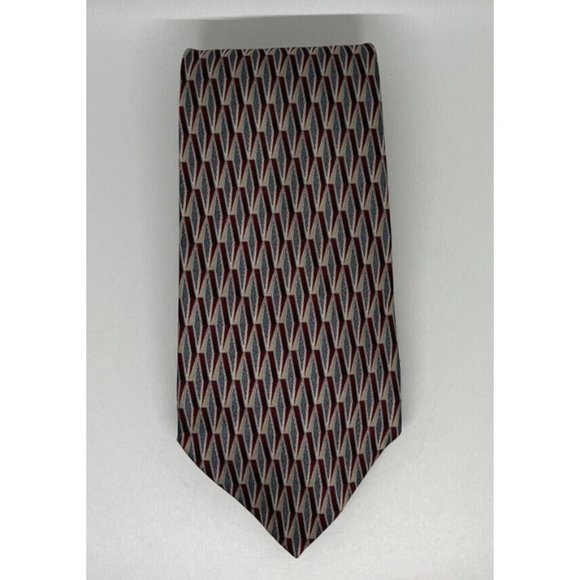 Resilio Tie 100% Silk Necktie Geometric Print Treated W/ Stain Resistant Fabric - Picture 5 of 10